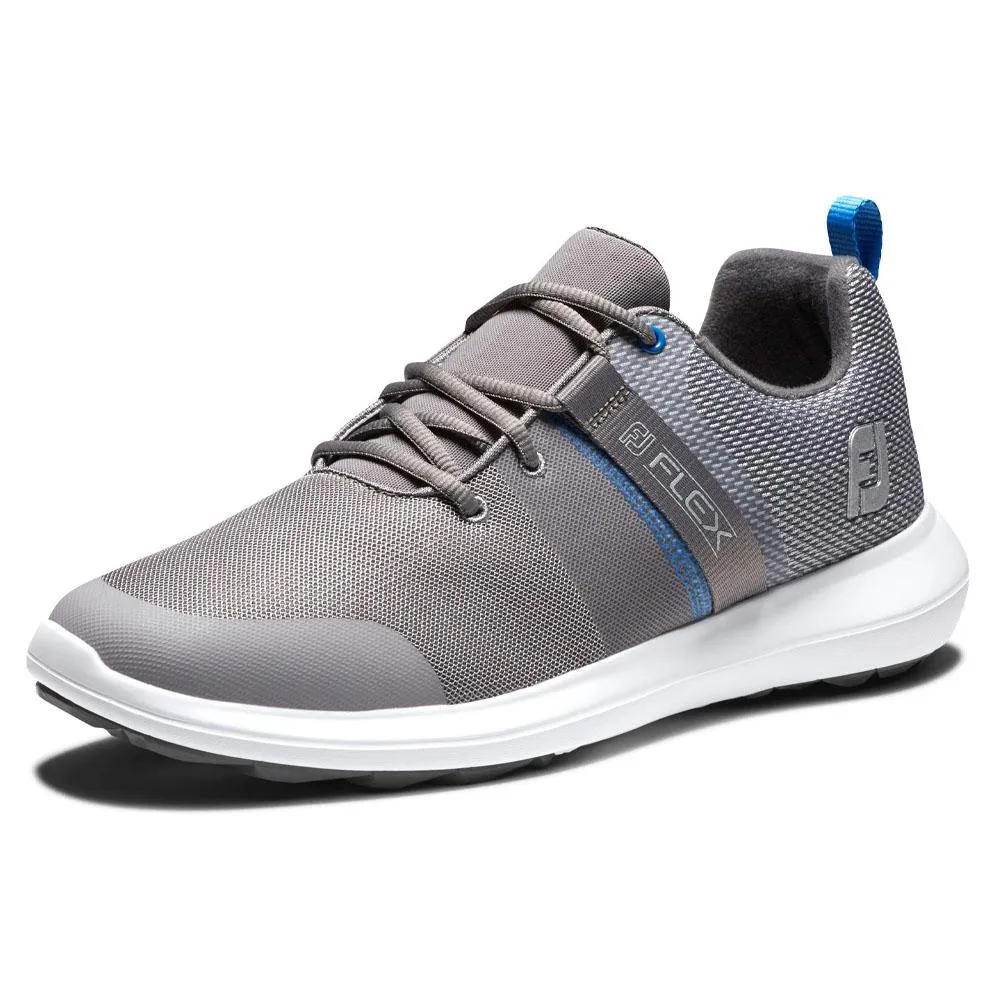 Shock Absorbent Shoes FootJoy FJ Flex Spikeless Golf Shoes Previous Season Style Gray/Blue - 21 Men
