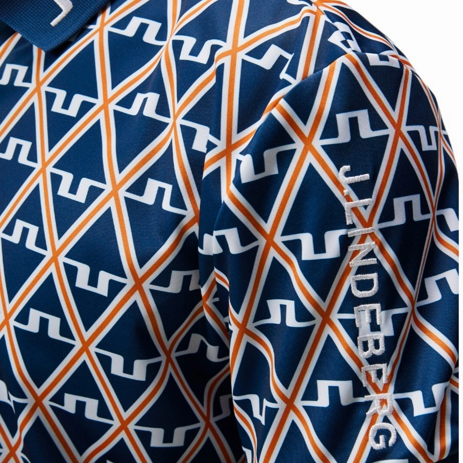 designer fashion, kids comfy wear J. Lindeberg Tour Tech Print Golf Polo Shirt GMJT08576