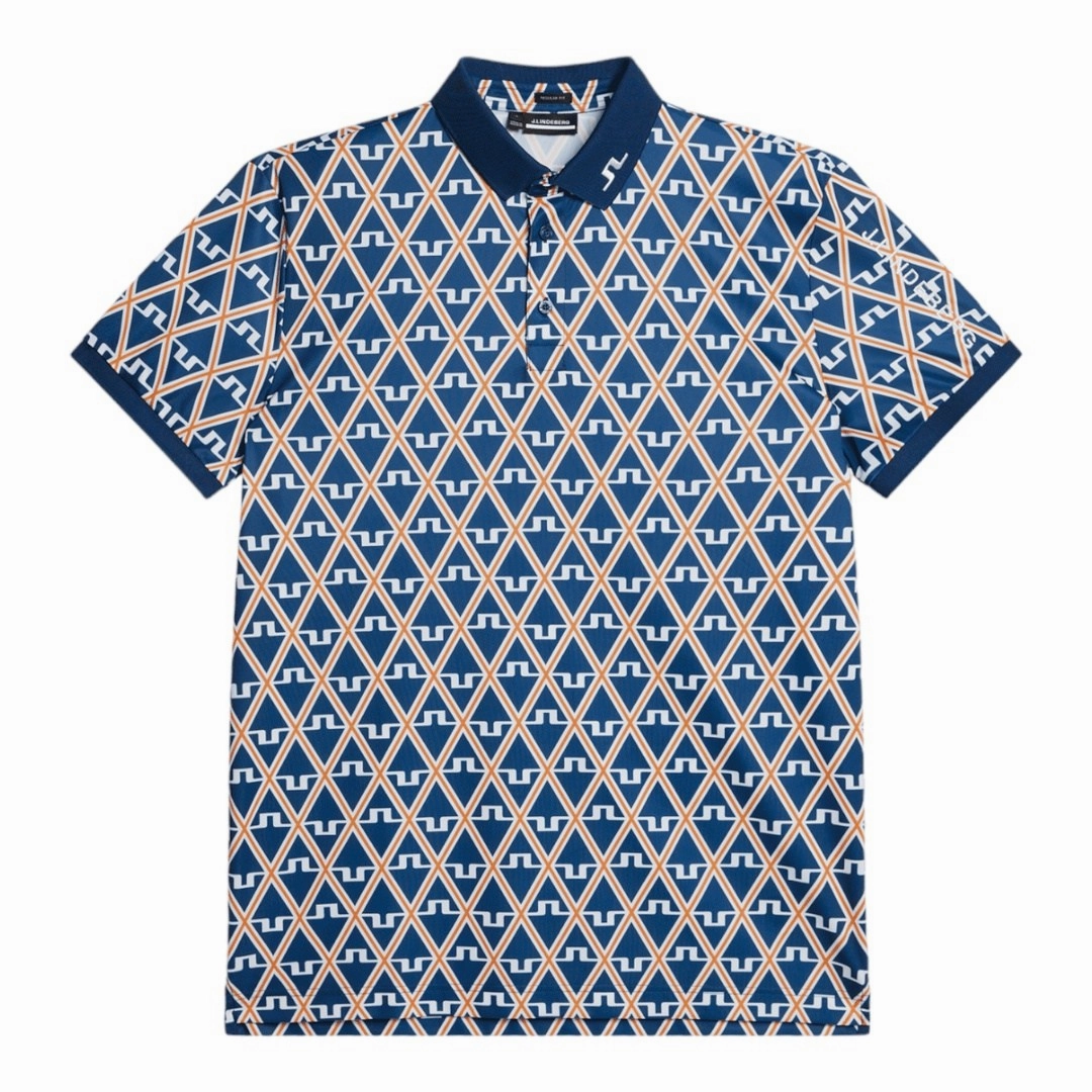 multi-layered coat, junior jumper style, modern clothing J. Lindeberg Tour Tech Print Golf Polo Shirt GMJT08576