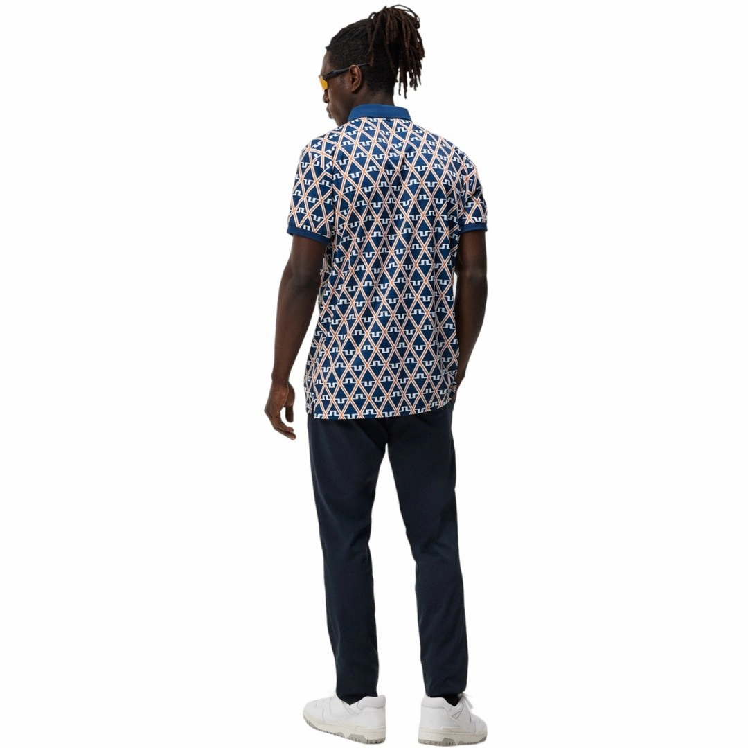 J. Lindeberg Tour Tech Print Golf Polo Shirt GMJT08576 women's modest fashion, men's base layer