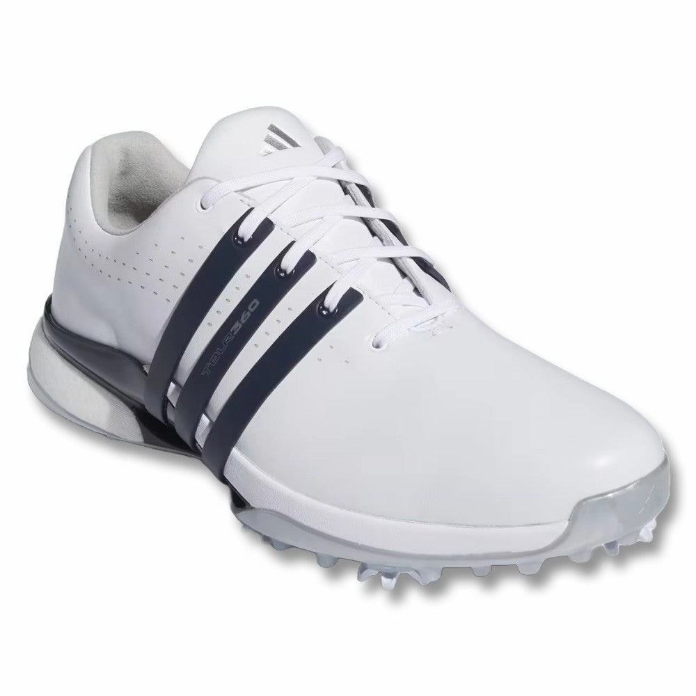 Flexible Outsole Sneakers Adidas Tour360 Golf Shoes Cloud White/Collegiate Navy/Silver Metallic - 24 Men Molded Footbed Shoes