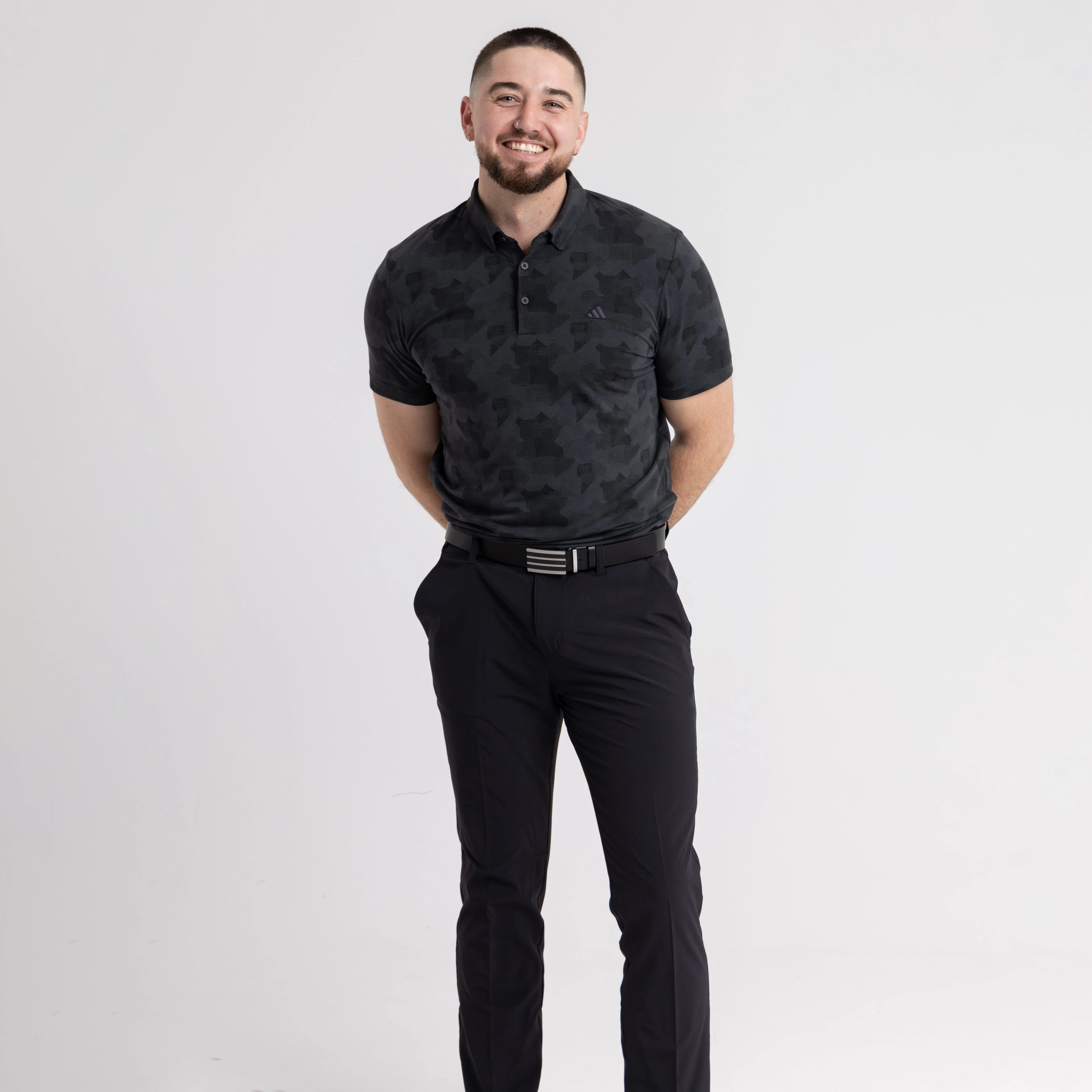 Go-To Printed Polo Carbon/Black Adidas Men's Sportswear