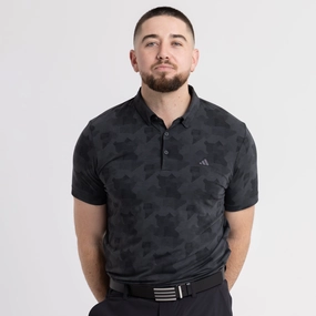 Go-To Printed Polo Carbon/Black Adidas men's athletic apparel