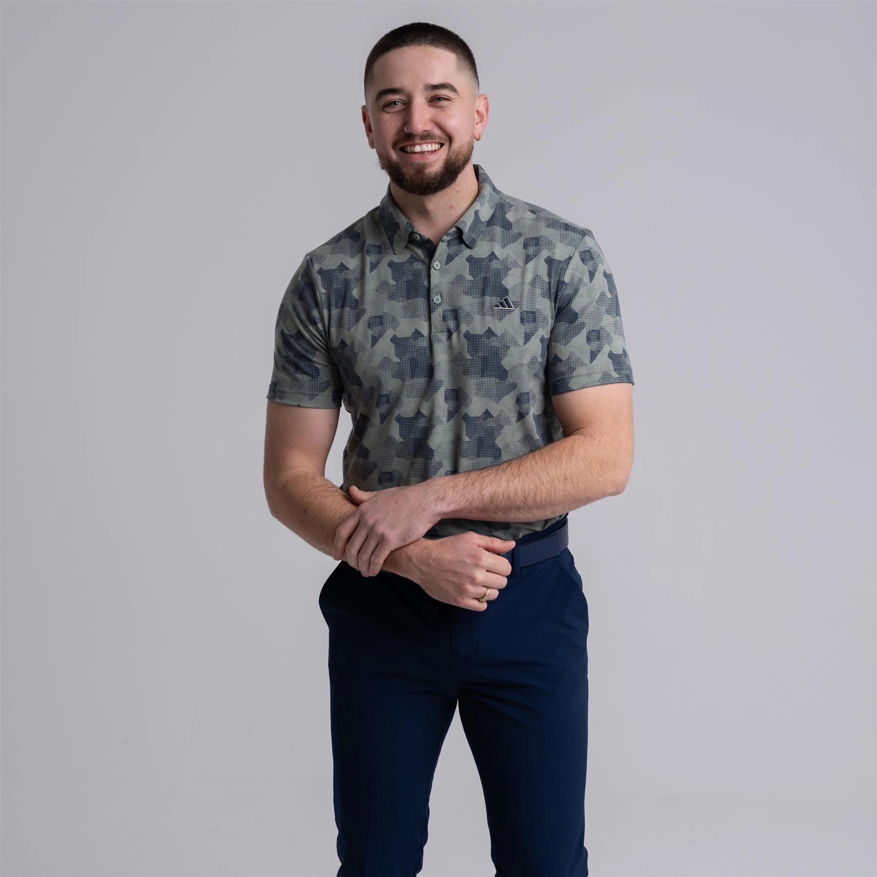 Go-To Printed Polo Silver Green/Navy Adidas Men's Sportswear