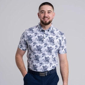 Go-To Printed Polo White/Navy Adidas men's athletic apparel