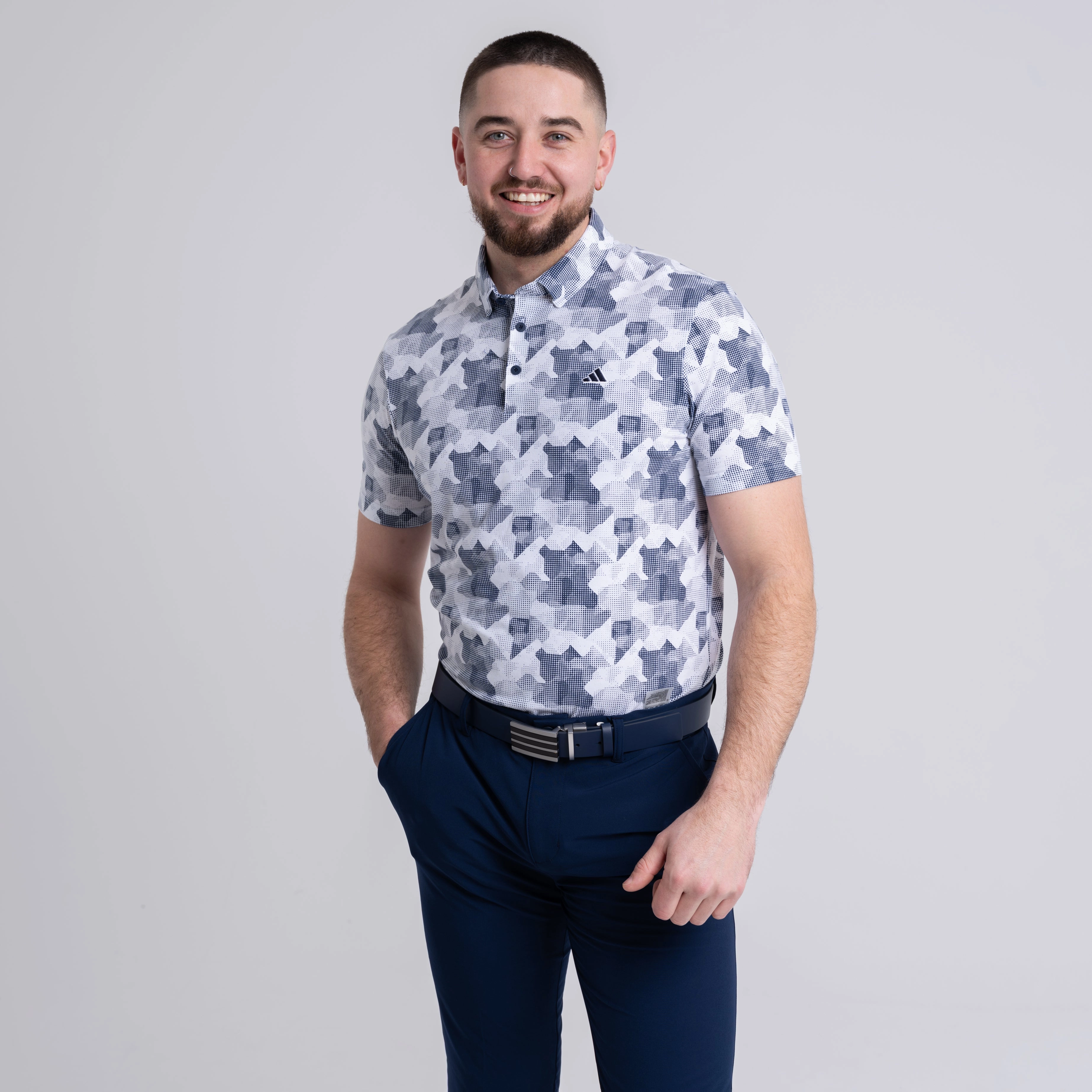 Go-To Printed Polo White/Navy Adidas Men's Sportswear