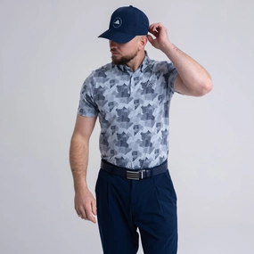 Go-To Printed Polo Wonder Blue/Navy Adidas men's athletic apparel