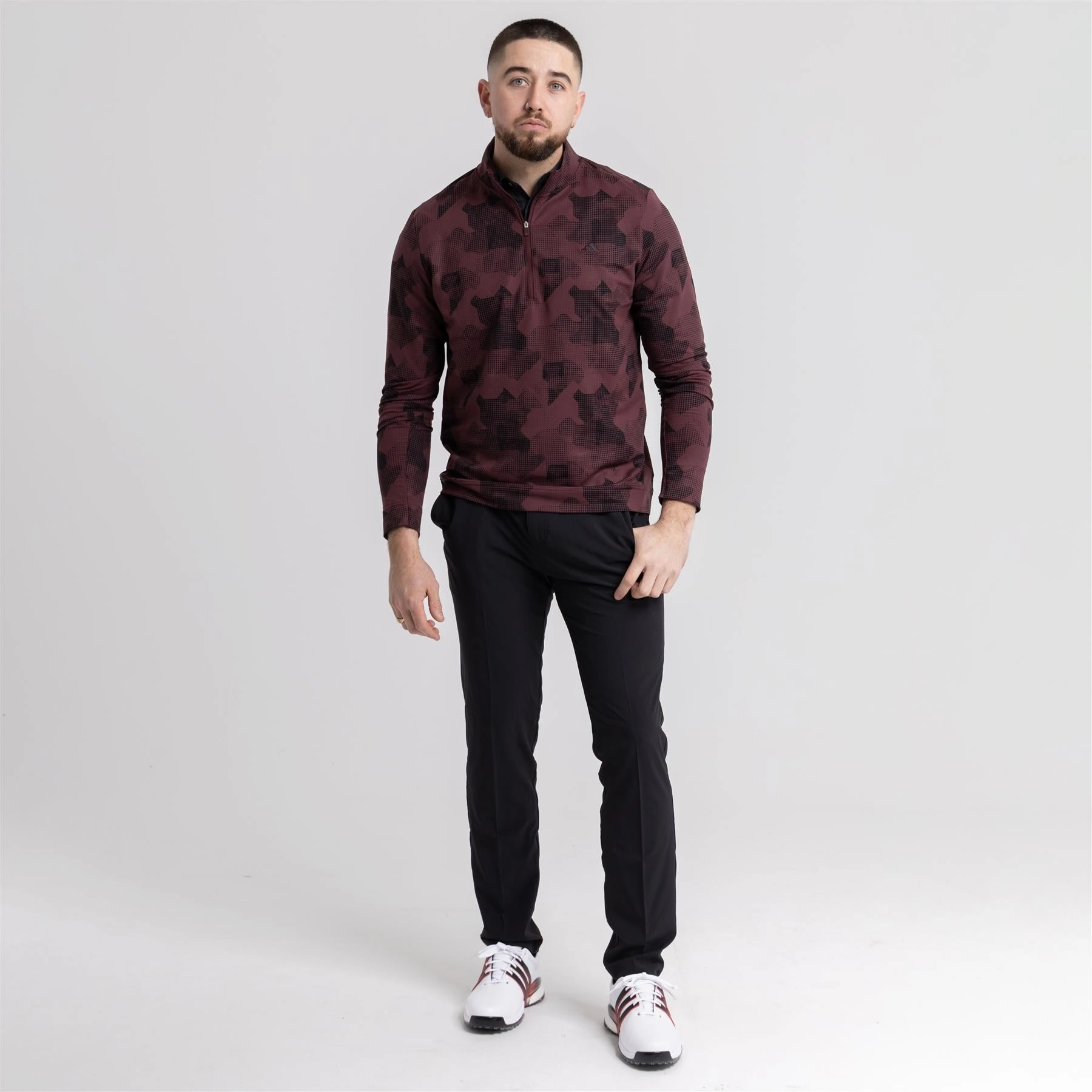 Go-To Printed Quarter Zip Mid Layer Aurora Ruby Adidas Men's Sportswear