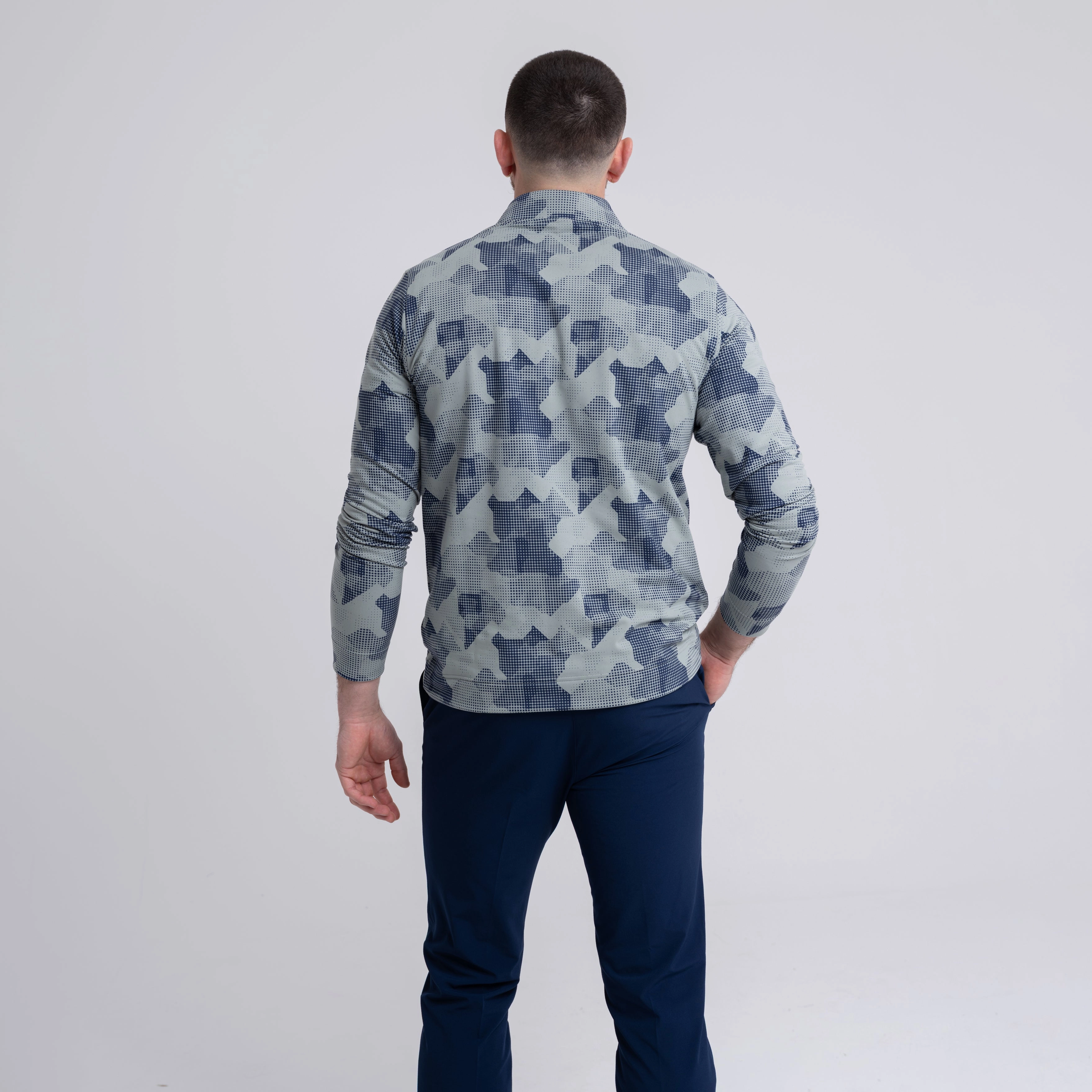 Go-To Printed Quarter Zip Mid Layer Silver Green Adidas Men's Sportswear