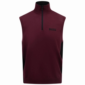 Golf Quarter Zip Gilet Medium Red Boss men's fashion and office attire