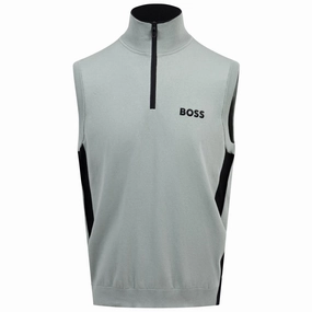 Golf Quarter Zip Gilet Open Green Boss men's fashion and office attire