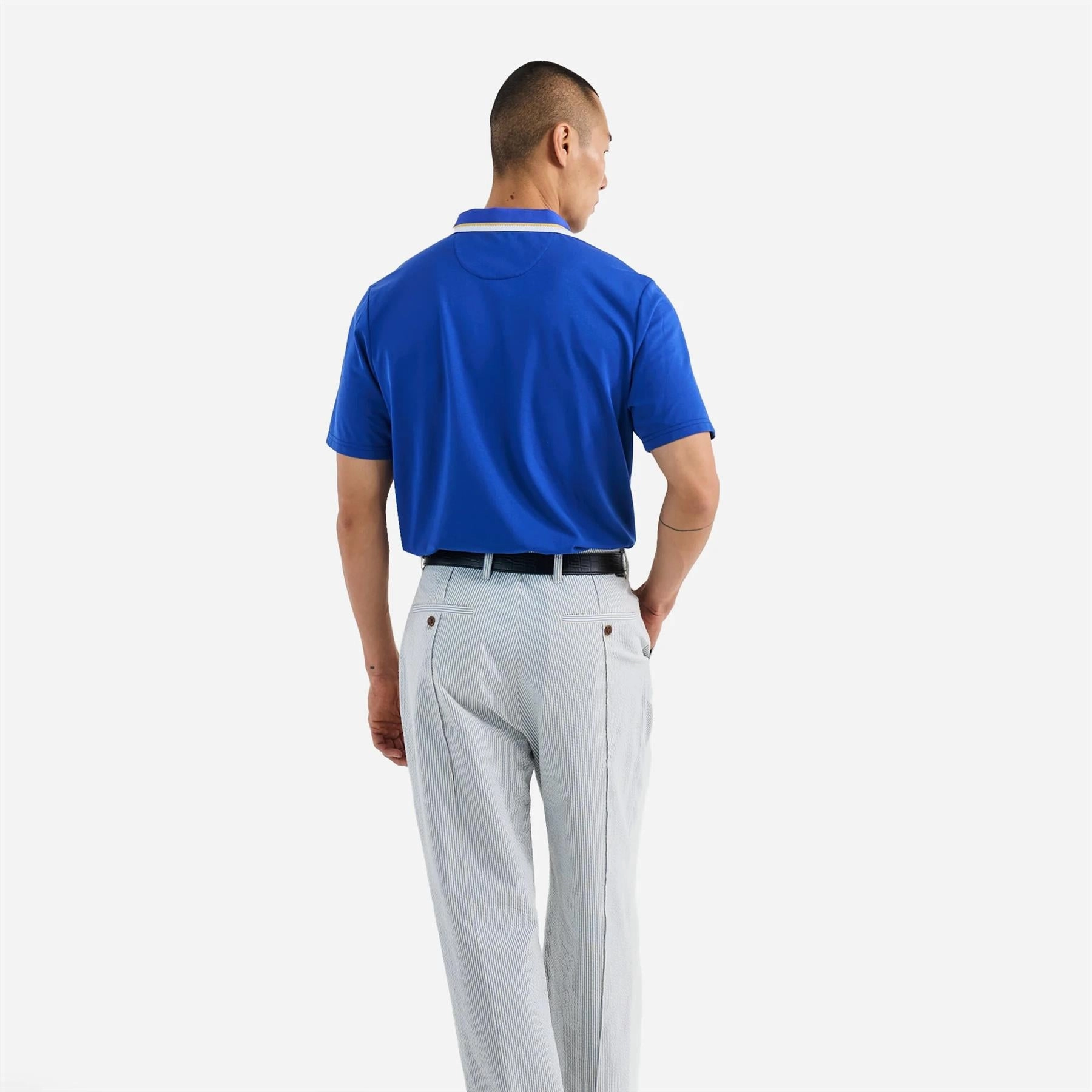 Grasse Pique Polo Blue Malbon Men's Golf Lifestyle Wear