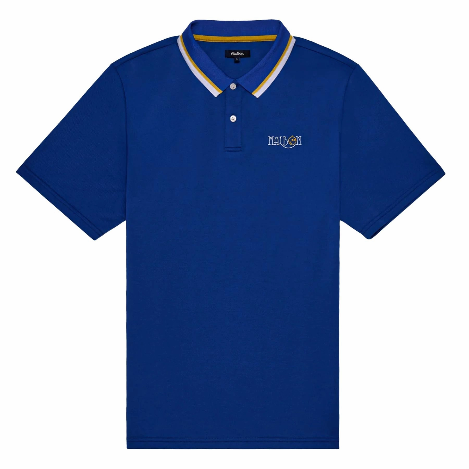 Grasse Pique Polo Blue Malbon Men's Golf Lifestyle Wear