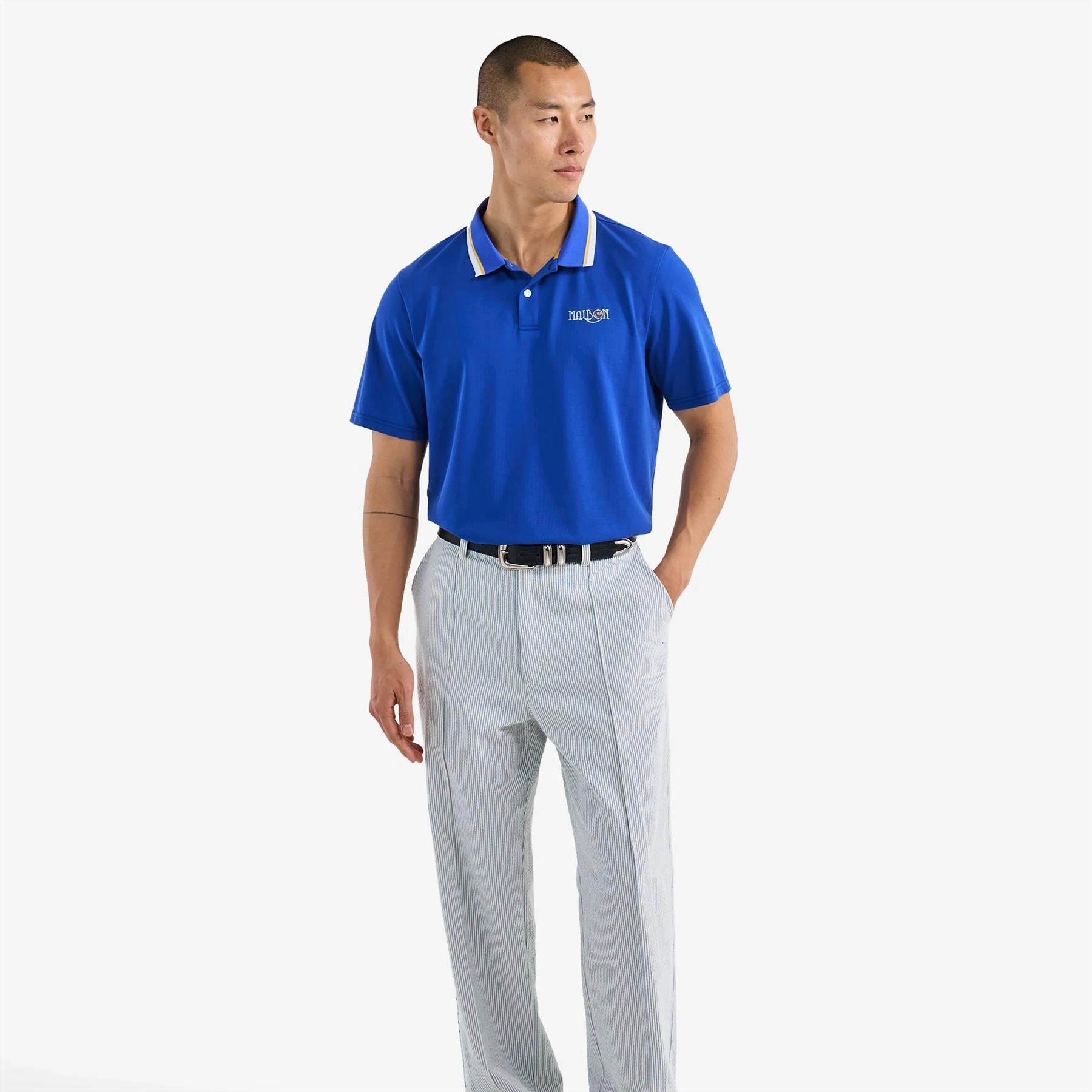 Grasse Pique Polo Blue Malbon mens golf lifestyle wear