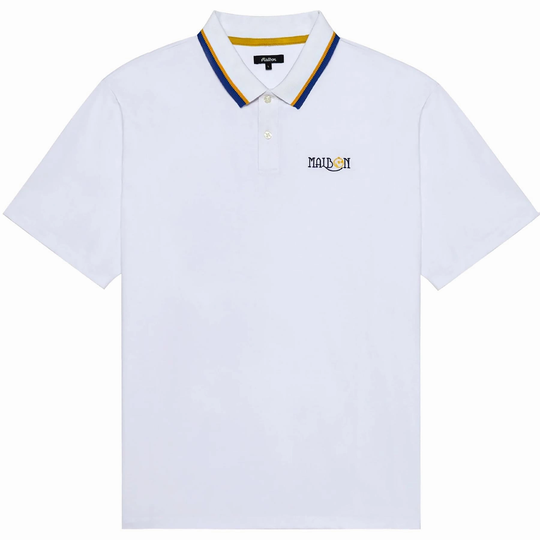 Grasse Pique Polo White Malbon Men's Golf Lifestyle Wear