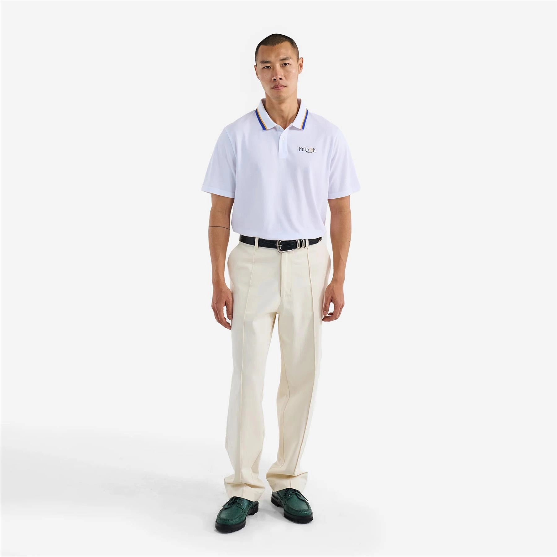 Grasse Pique Polo White Malbon mens golf lifestyle wear