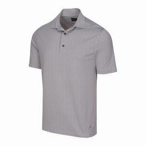 Greg Norman Men's Jacquard Polo - Black Greg Norman men's golf apparel