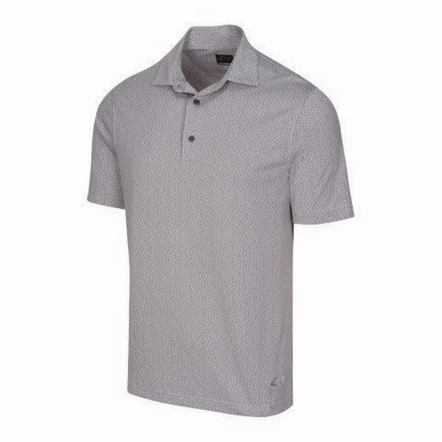 Greg Norman Men's Jacquard Polo - Black Greg Norman men's golf apparel