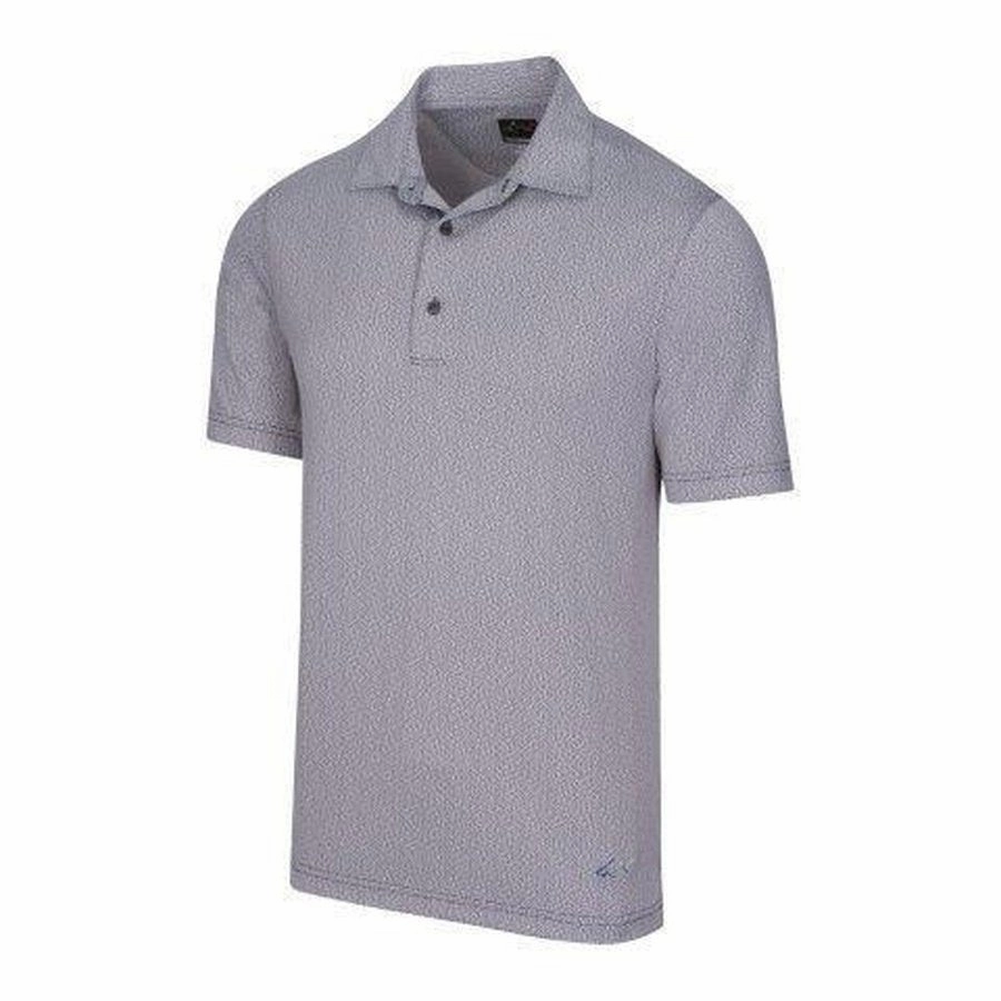 Greg Norman Men's Jacquard Polo - Navy Greg Norman men's golf apparel