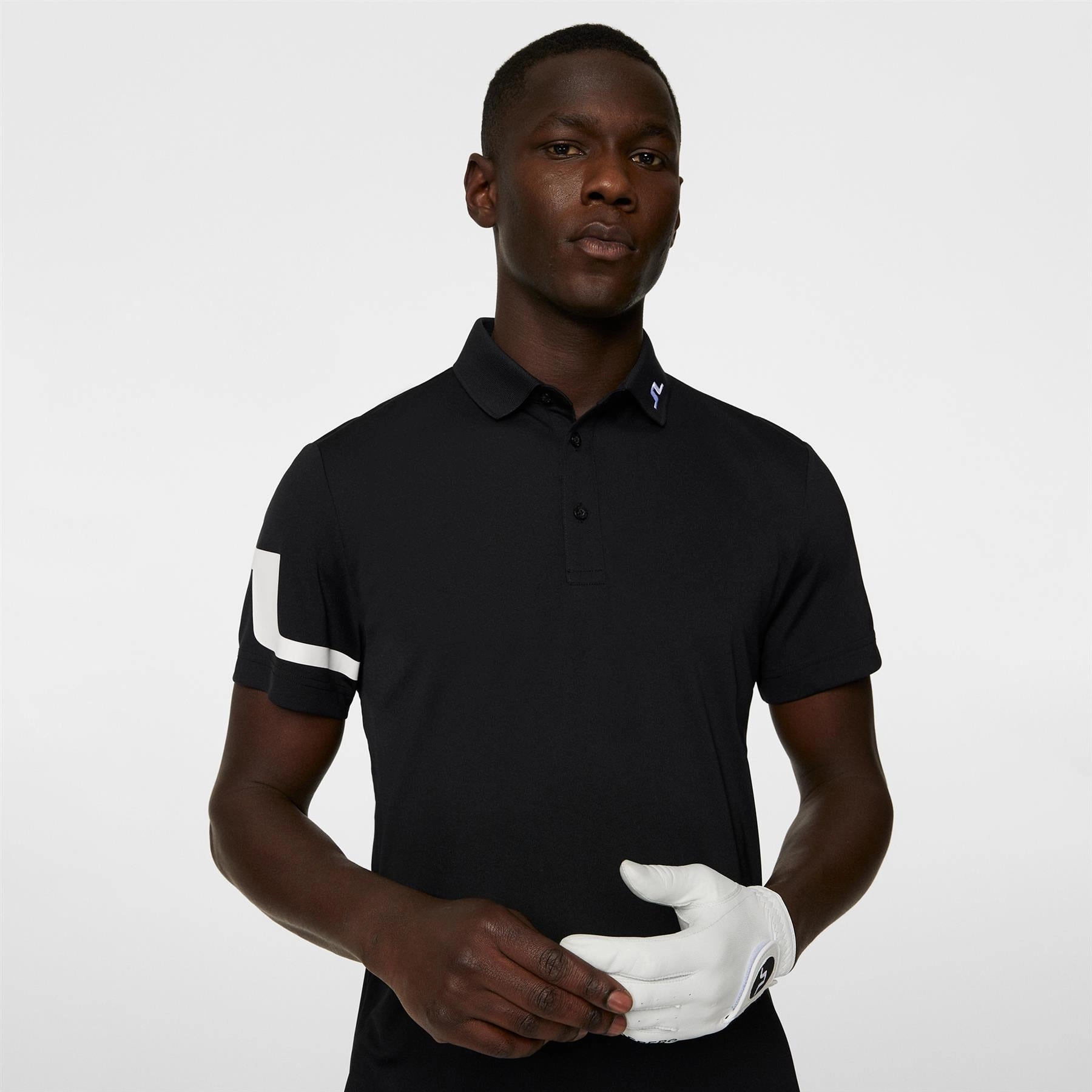 Heath Regular Fit TX Jersey Polo Black J.Lindeberg Golfwear for Men