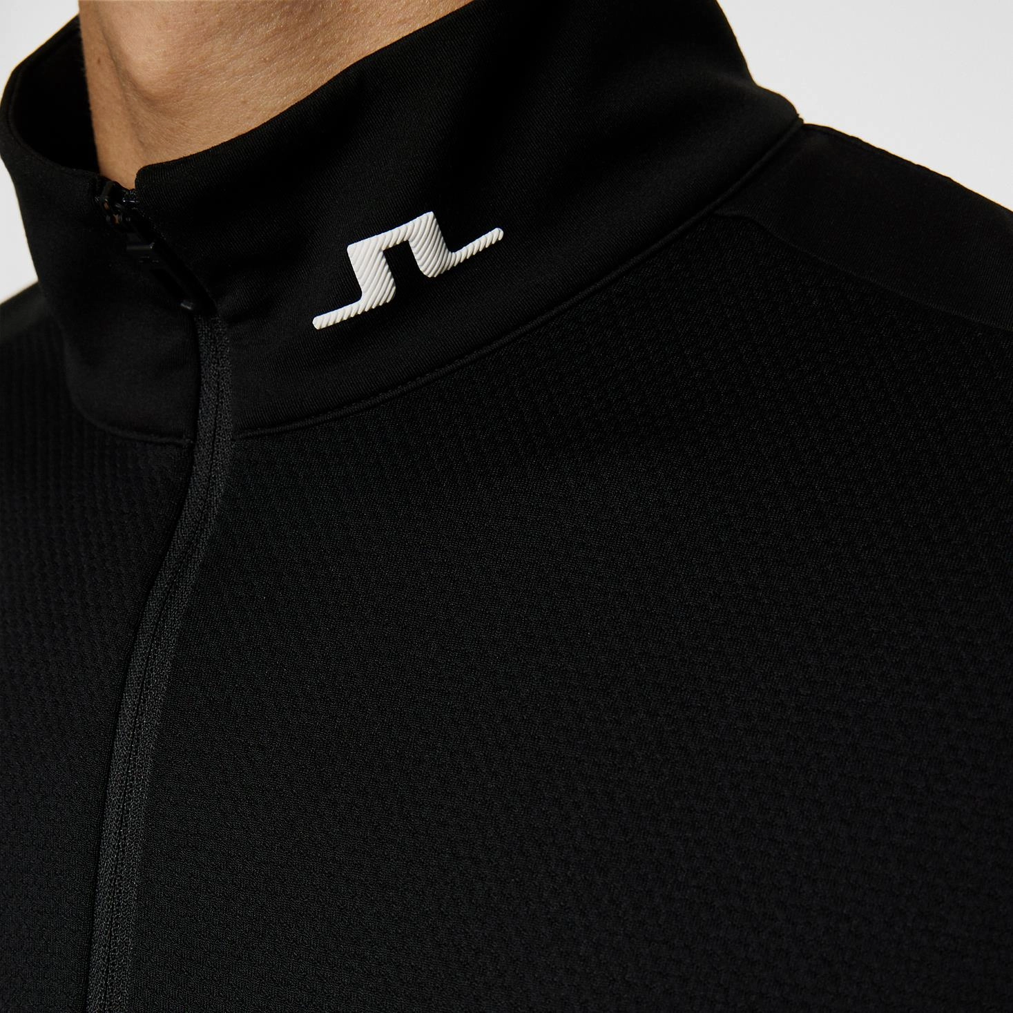 Heath Strike Quarter Zip Mid Layer Black J.Lindeberg Golfwear for Men