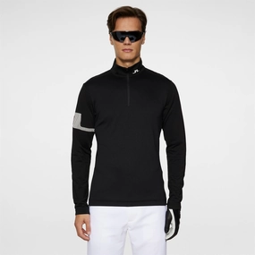 Heath Strike Quarter Zip Mid Layer Black Premium J.Lindeberg menswear