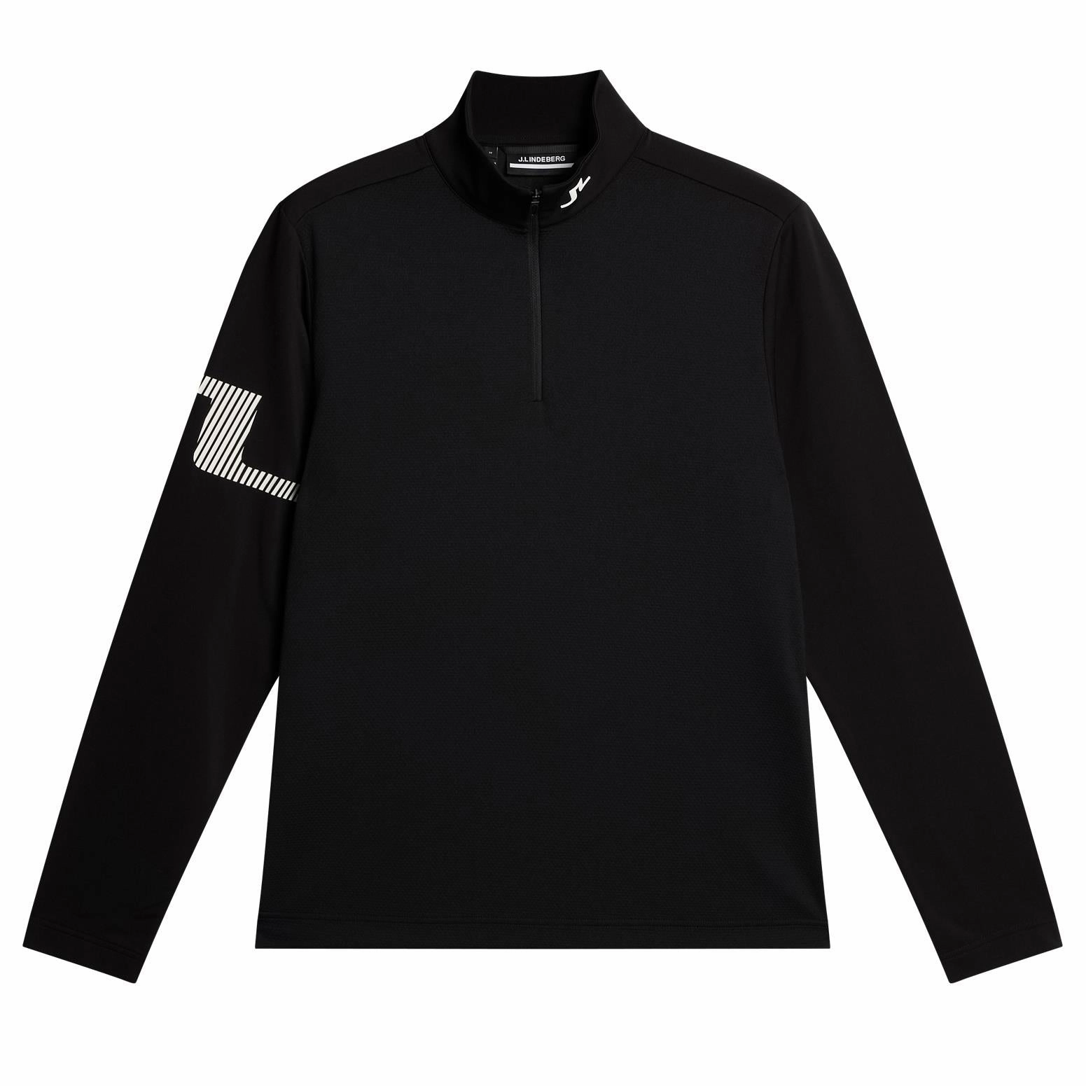 Heath Strike Quarter Zip Mid Layer Black J.Lindeberg Golfwear for Men