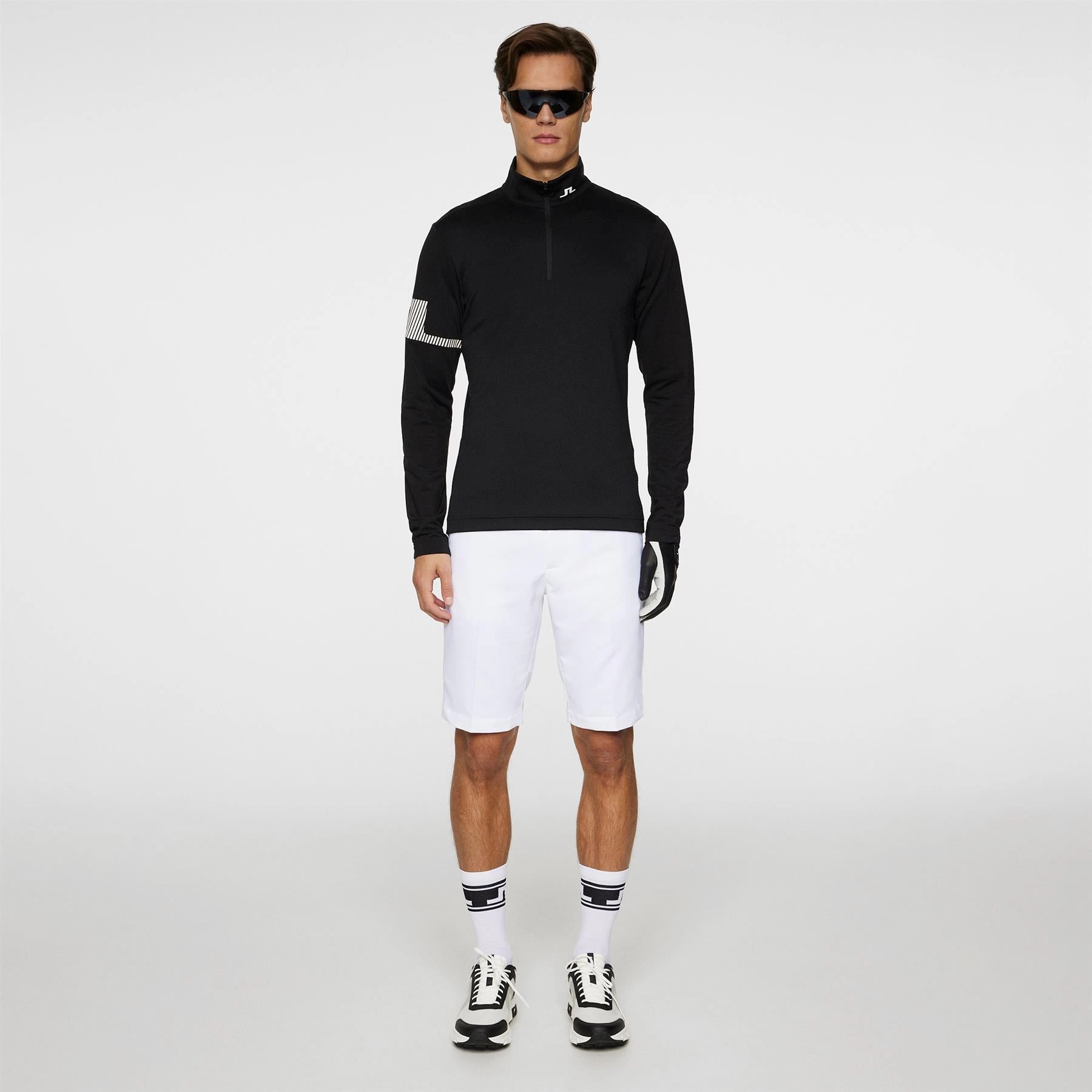 Heath Strike Quarter Zip Mid Layer Black J.Lindeberg Golfwear for Men