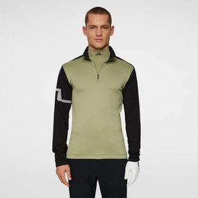 Heath Strike Quarter Zip Mid Layer Oil Green Premium J.Lindeberg menswear