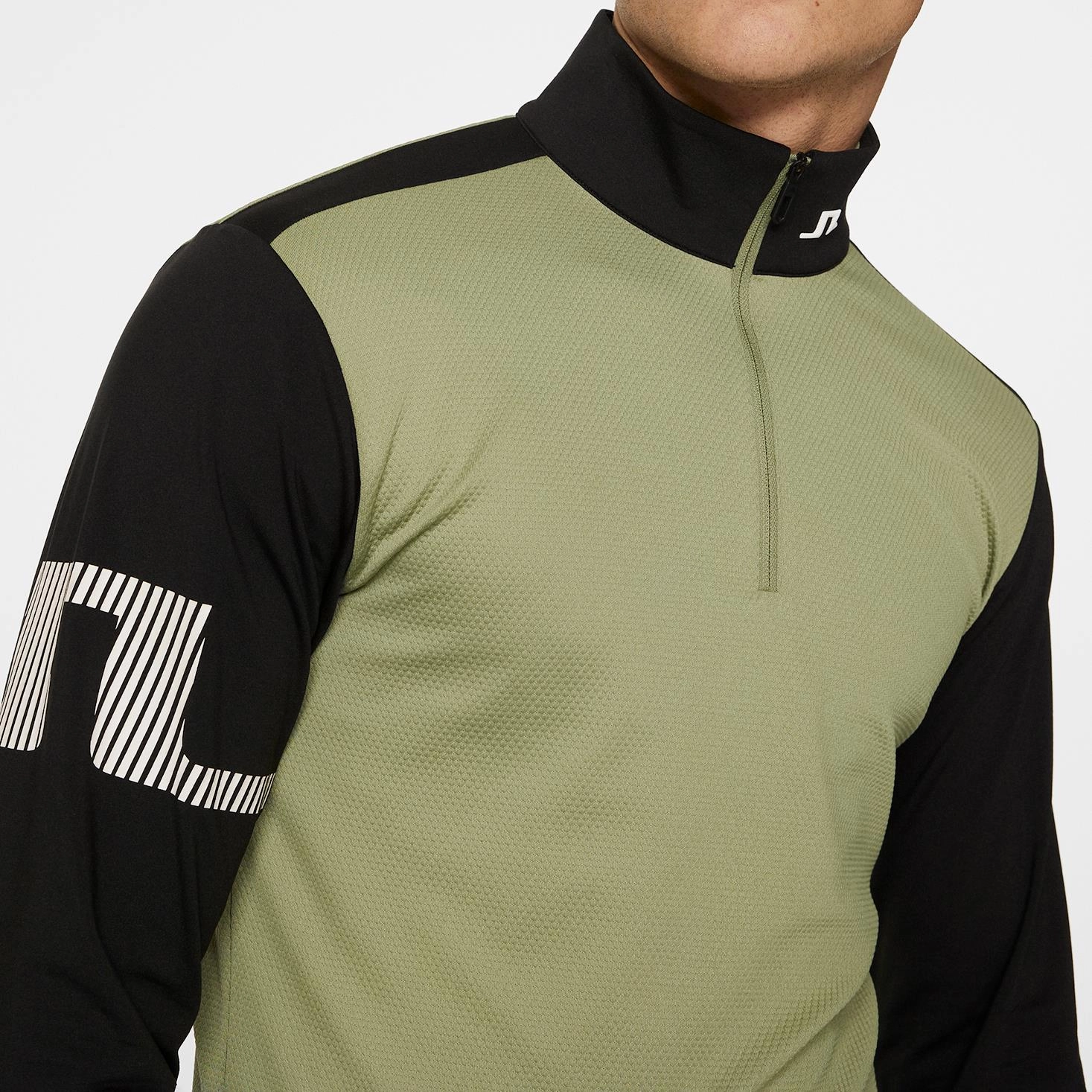 Heath Strike Quarter Zip Mid Layer Oil Green J.Lindeberg Golfwear for Men