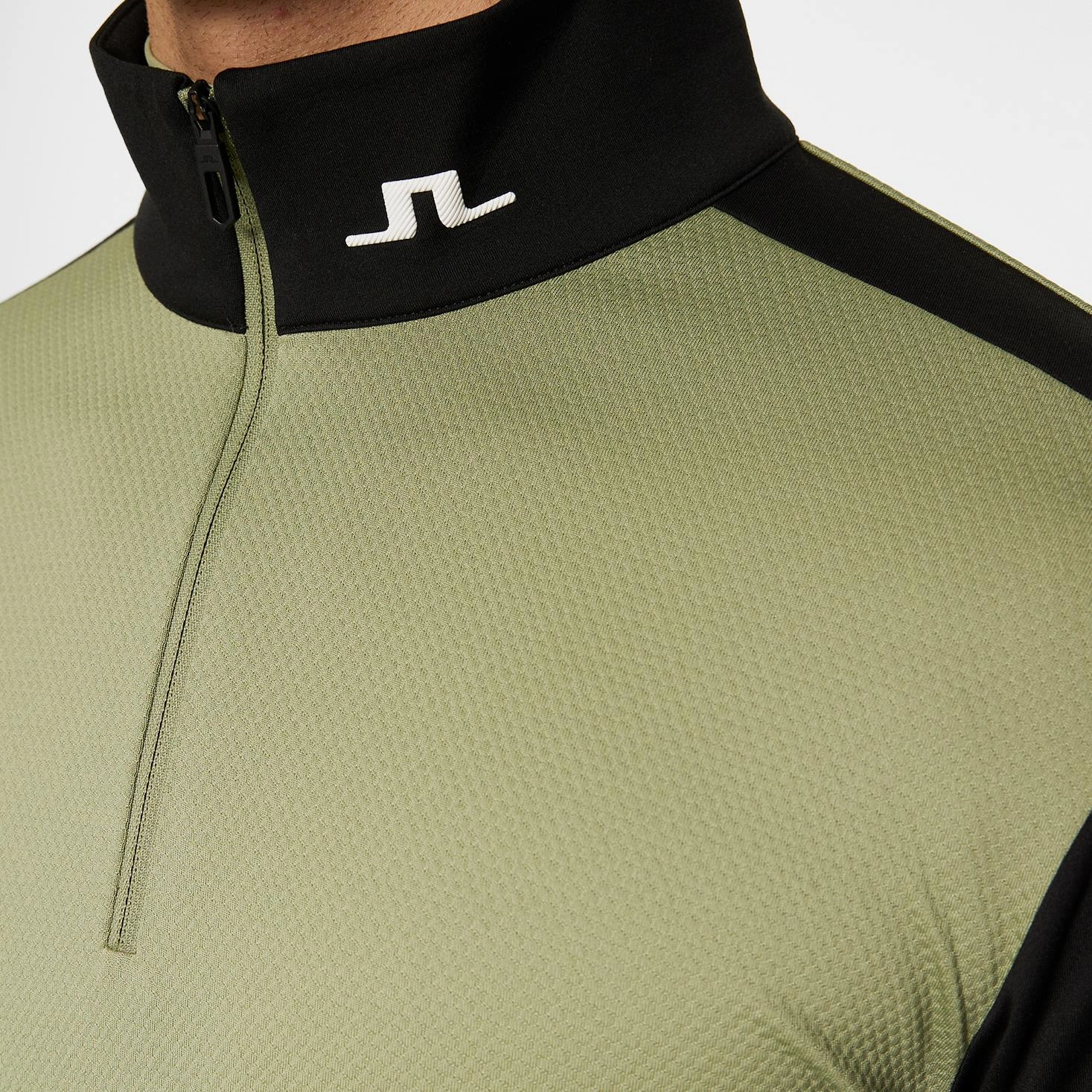 Heath Strike Quarter Zip Mid Layer Oil Green J.Lindeberg Golfwear for Men