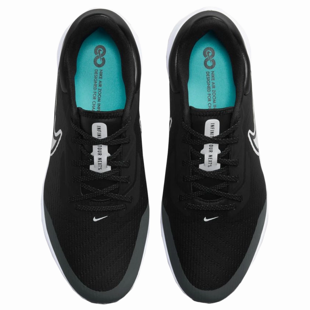 Molded Footbed Shoes Nike Air Zoom Infinity Tour NEXT% Golf Shoes Black/White/Iron Gray/Dynamic Turquoise - SU22 Men Outdoor Trainers