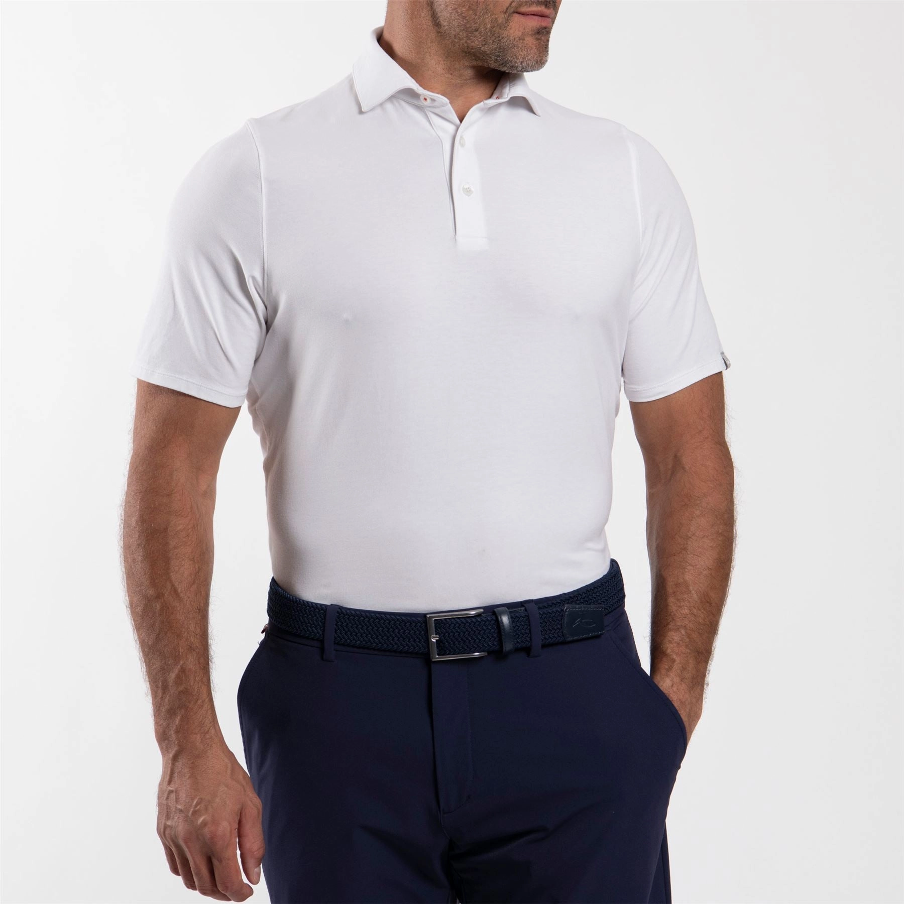 Hollow Pima Polo White Kjus men's performance outerwear