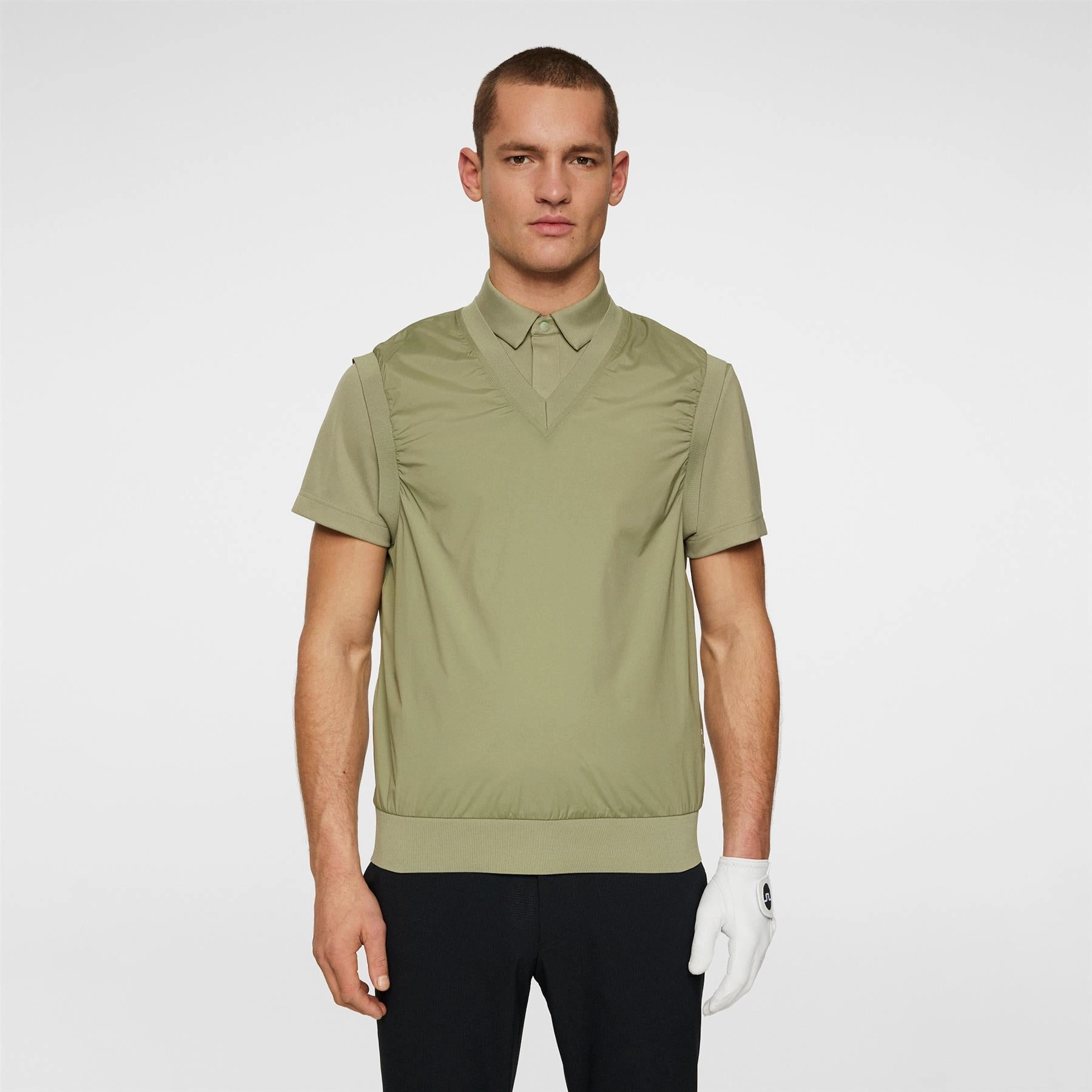 Hybrid Windbreaker Gilet Oil Green Premium J.Lindeberg menswear