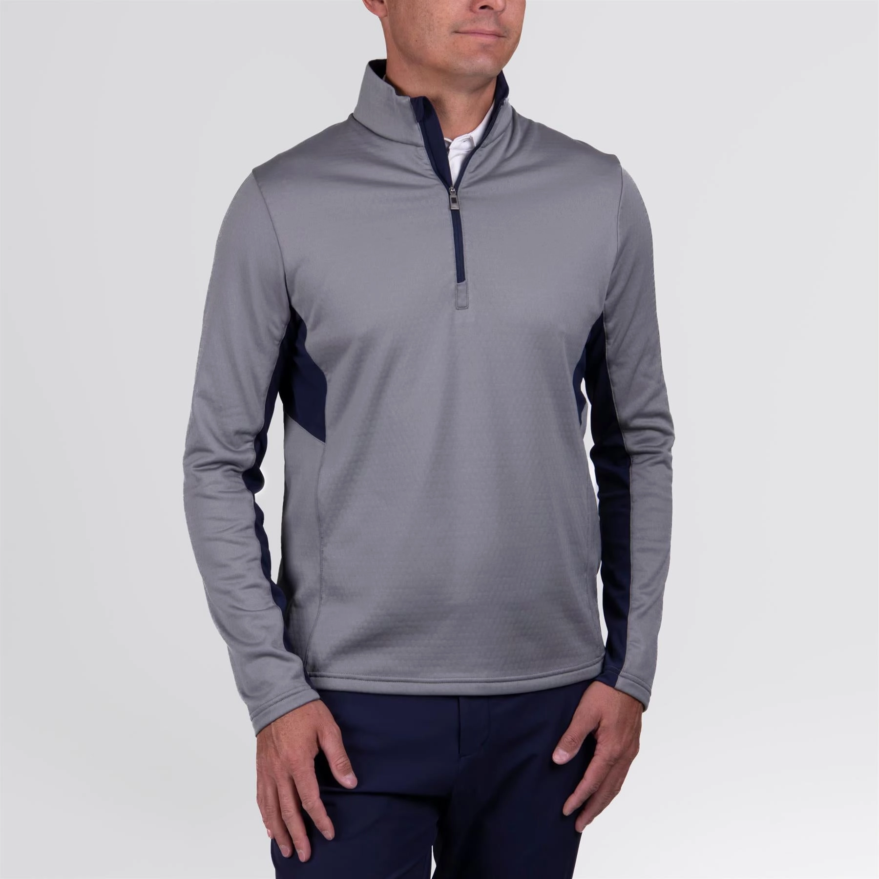 Hydraulic Half Zip Mid Layer Pewter/Atlantic Blue Kjus men's performance outerwear