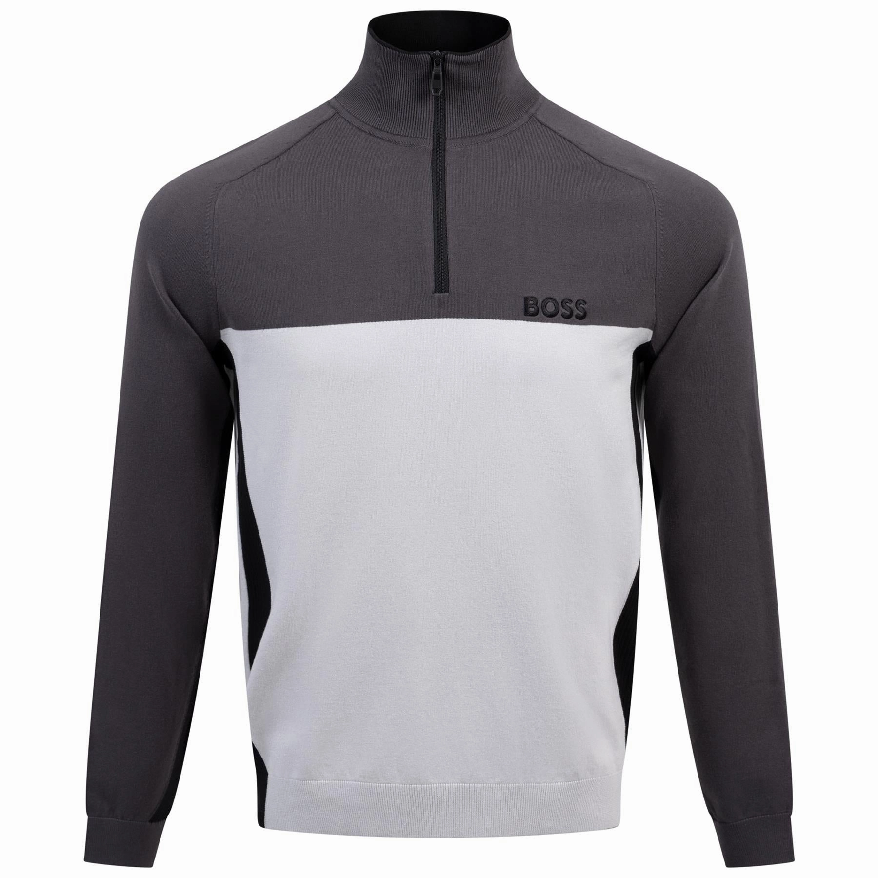 Hydro 1 Quarter Zip Mid Layer Light Grey Boss men's fashion and office attire