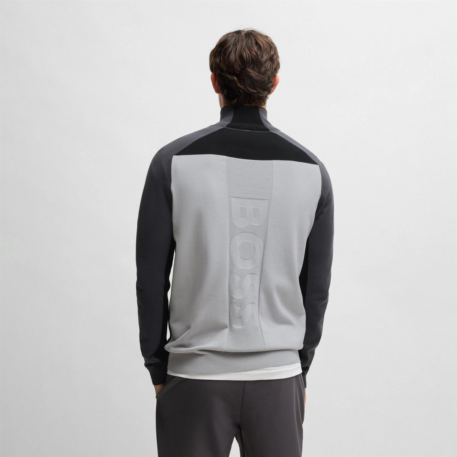 Hydro 1 Quarter Zip Mid Layer Light Grey Boss Men's Fashion