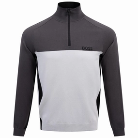 Hydro 1 Quarter Zip Mid Layer Light Grey Boss men's fashion and office attire