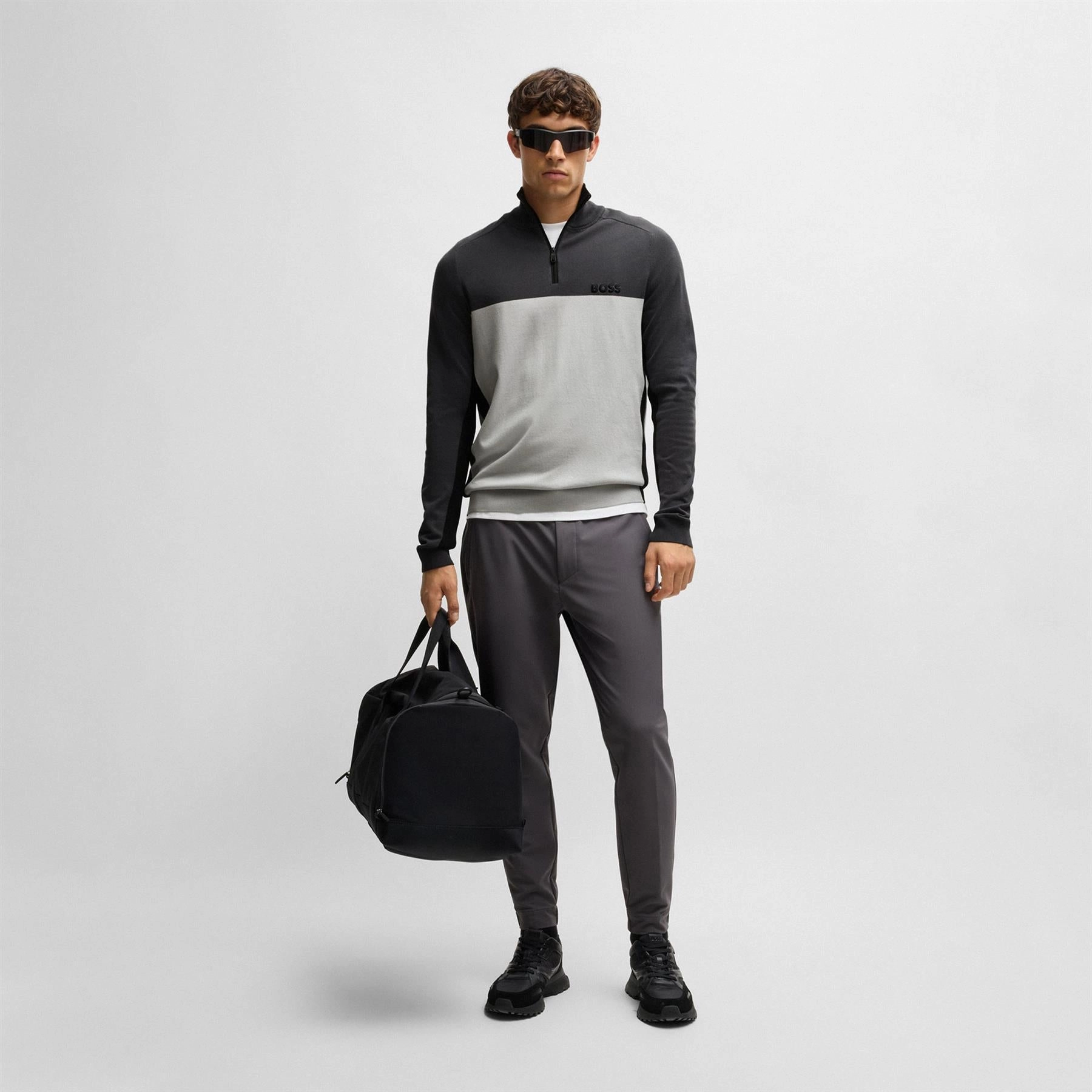 Hydro 1 Quarter Zip Mid Layer Light Grey Boss Men's Fashion