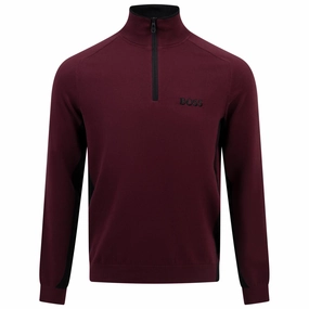 Hydro Quarter Zip Mid Layer Medium Red Boss men's fashion and office attire
