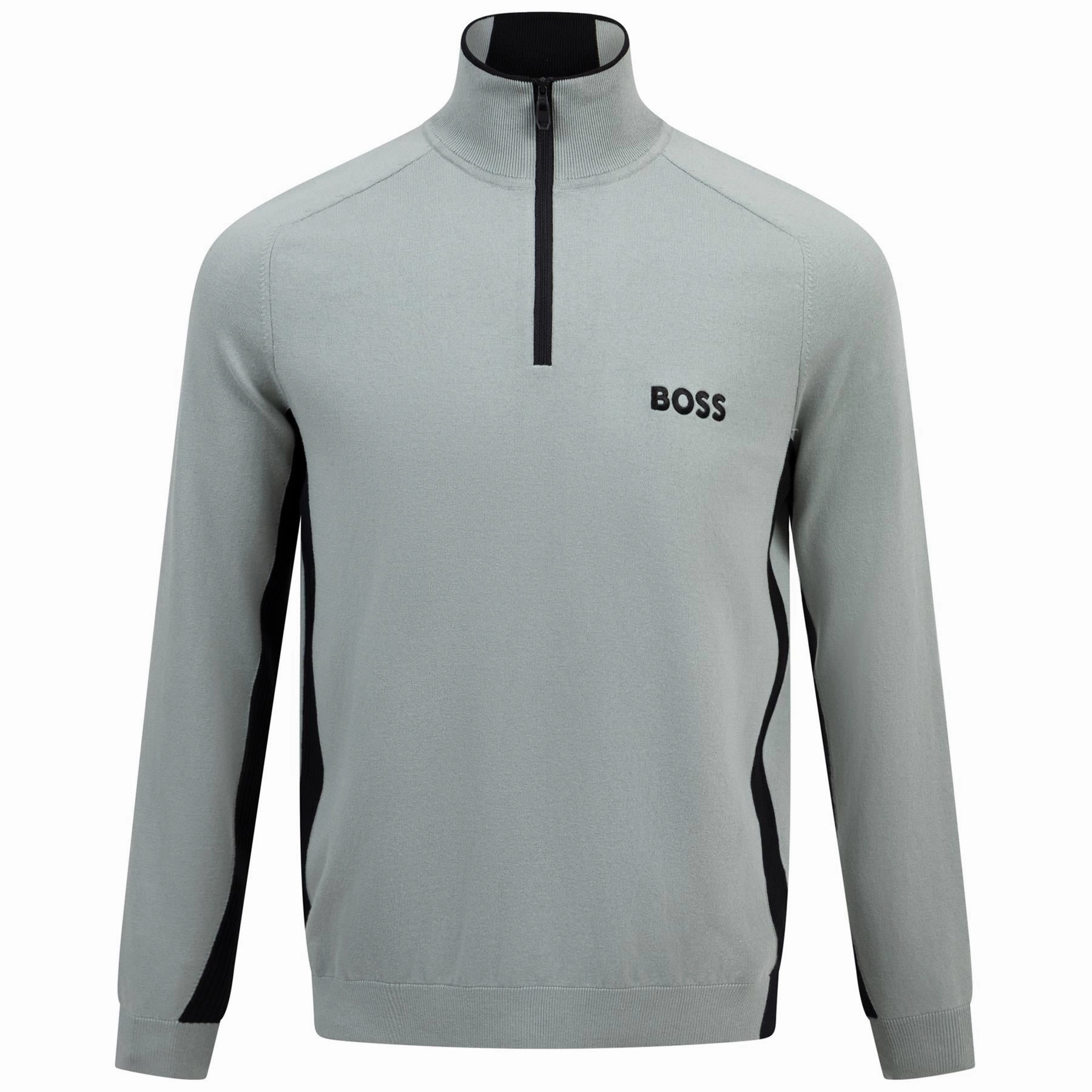 Hydro Quarter Zip Mid Layer Open Green Boss men's fashion and office attire