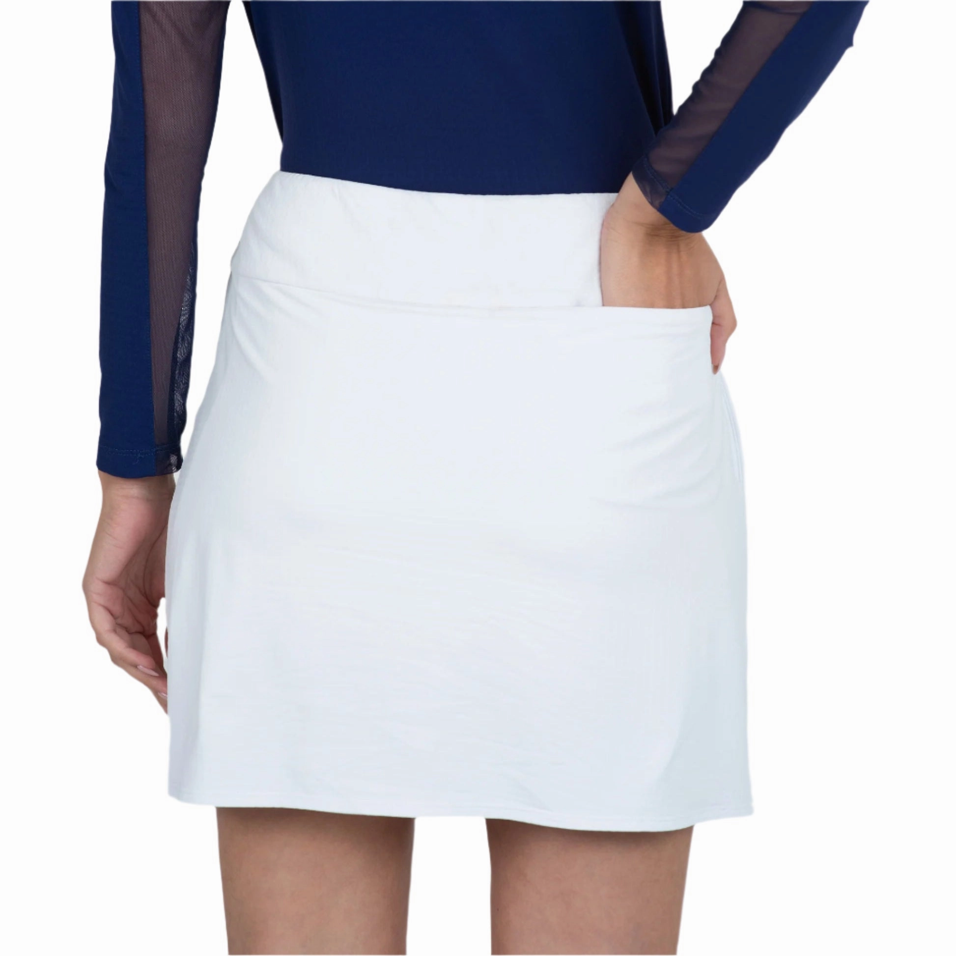 IBKUL Ladies Solid Layered Skort - White Ibkul Women's Activewear