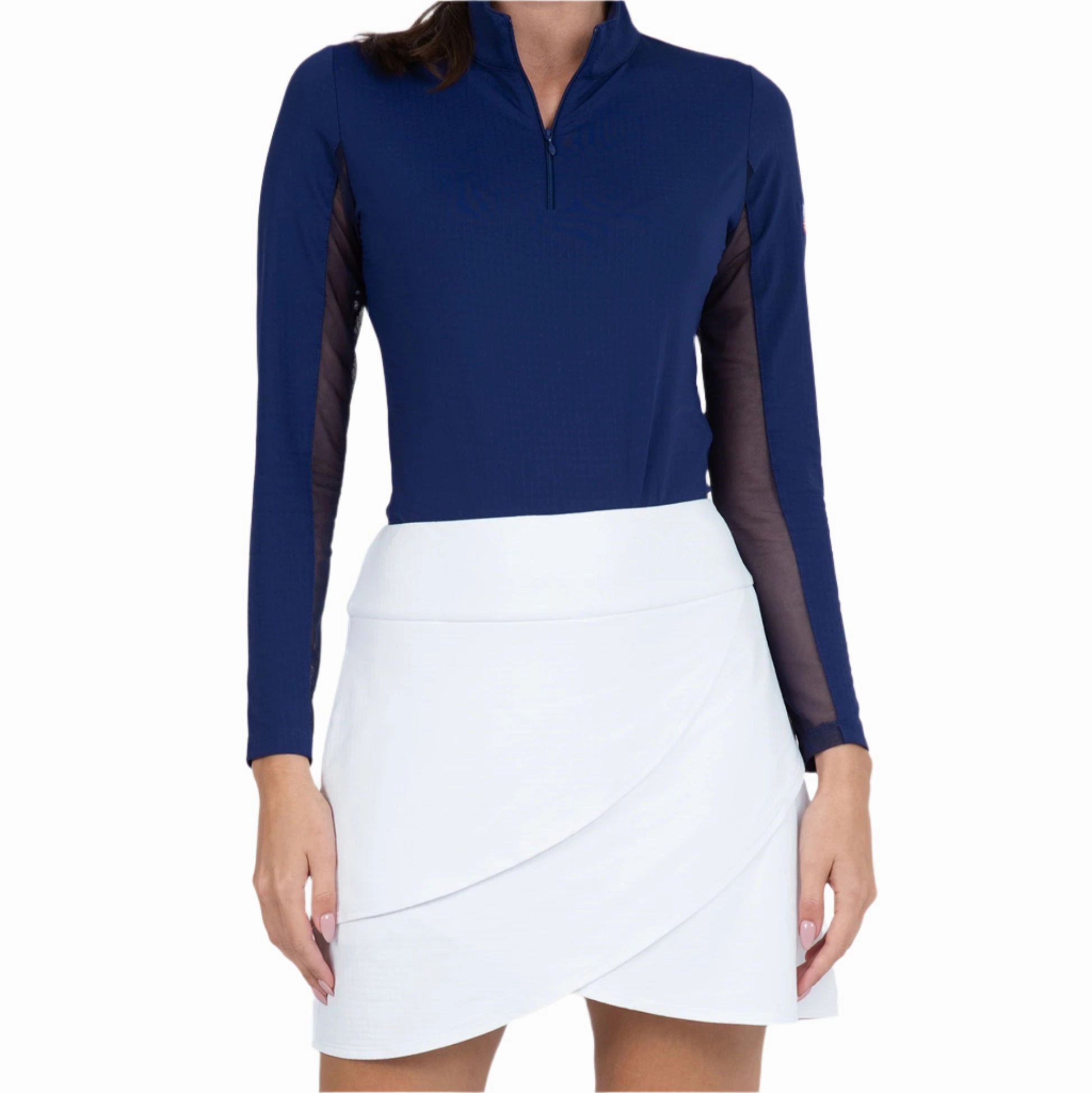 IBKUL Ladies Solid Layered Skort - White Ibkul Women's Activewear