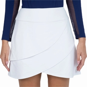 IBKUL Ladies Solid Layered Skort - White Ibkul Women's Performance Activewear