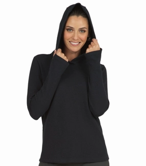 IBKUL Ladies Solid Popcorn Stitch Hoody - Black Ibkul Women's Performance Activewear