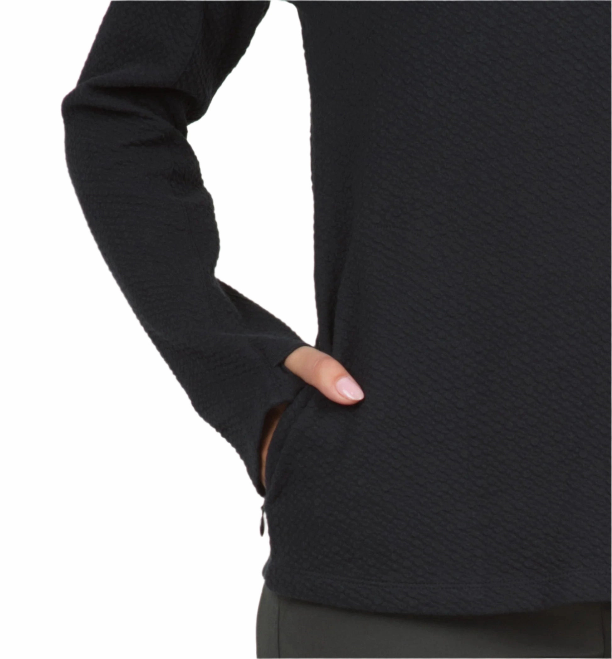 IBKUL Ladies Solid Popcorn Stitch Hoody - Black Ibkul Women's Activewear
