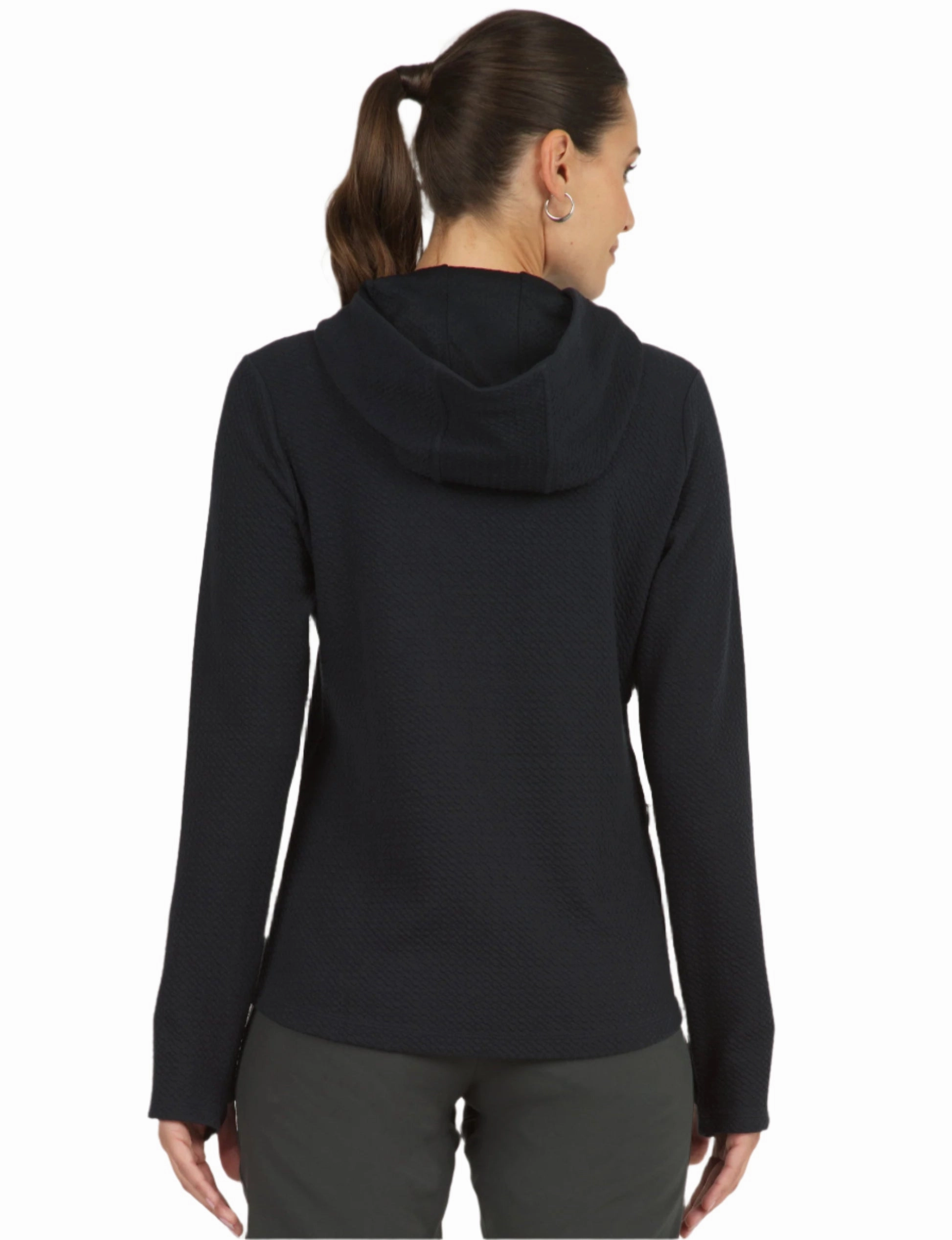 IBKUL Ladies Solid Popcorn Stitch Hoody - Black Ibkul Women's Activewear