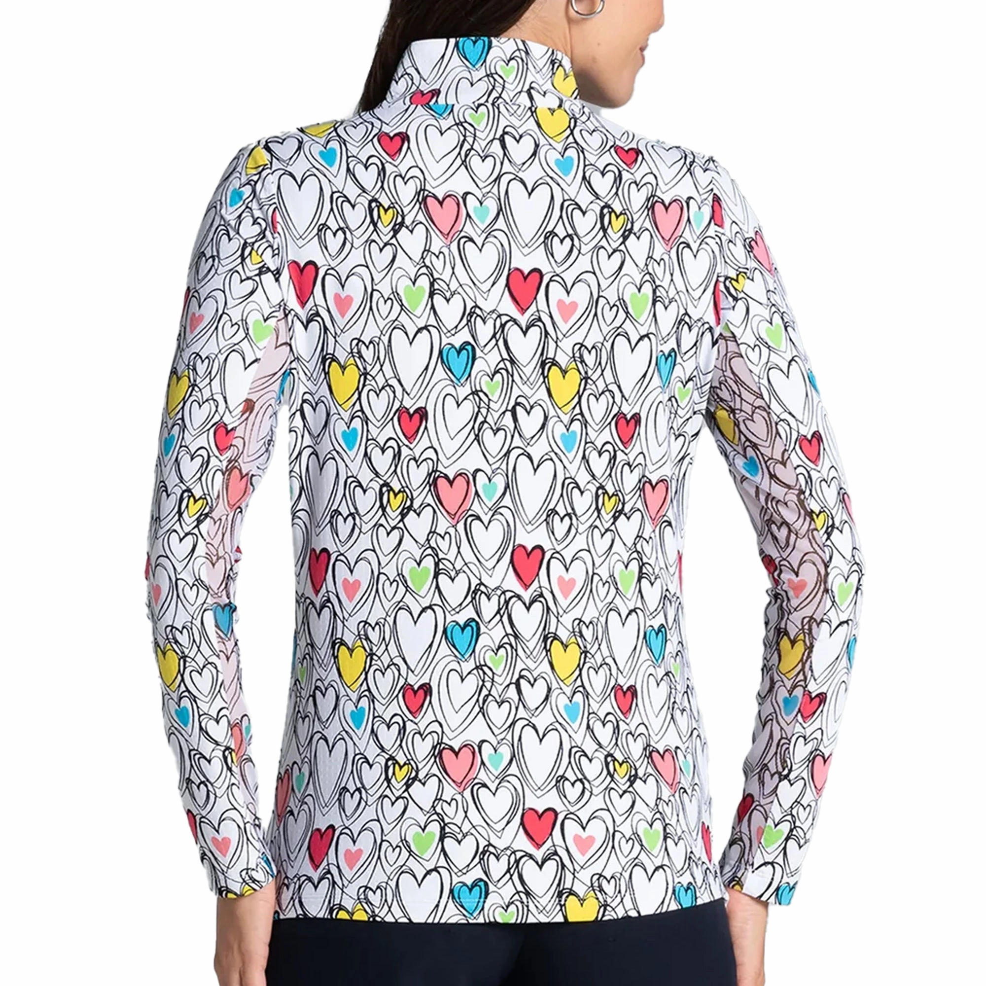 IBKUL Millie Print Long Sleeve Mock Neck Top - Watermelon Multi Ibkul Women's Activewear