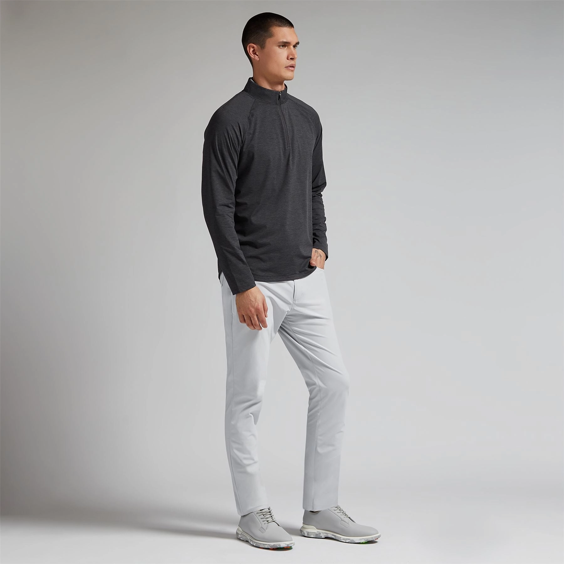 Italian Tech Melange Quarter Zip Mid Layer Dark Charcoal G/Fore Men's Fashion