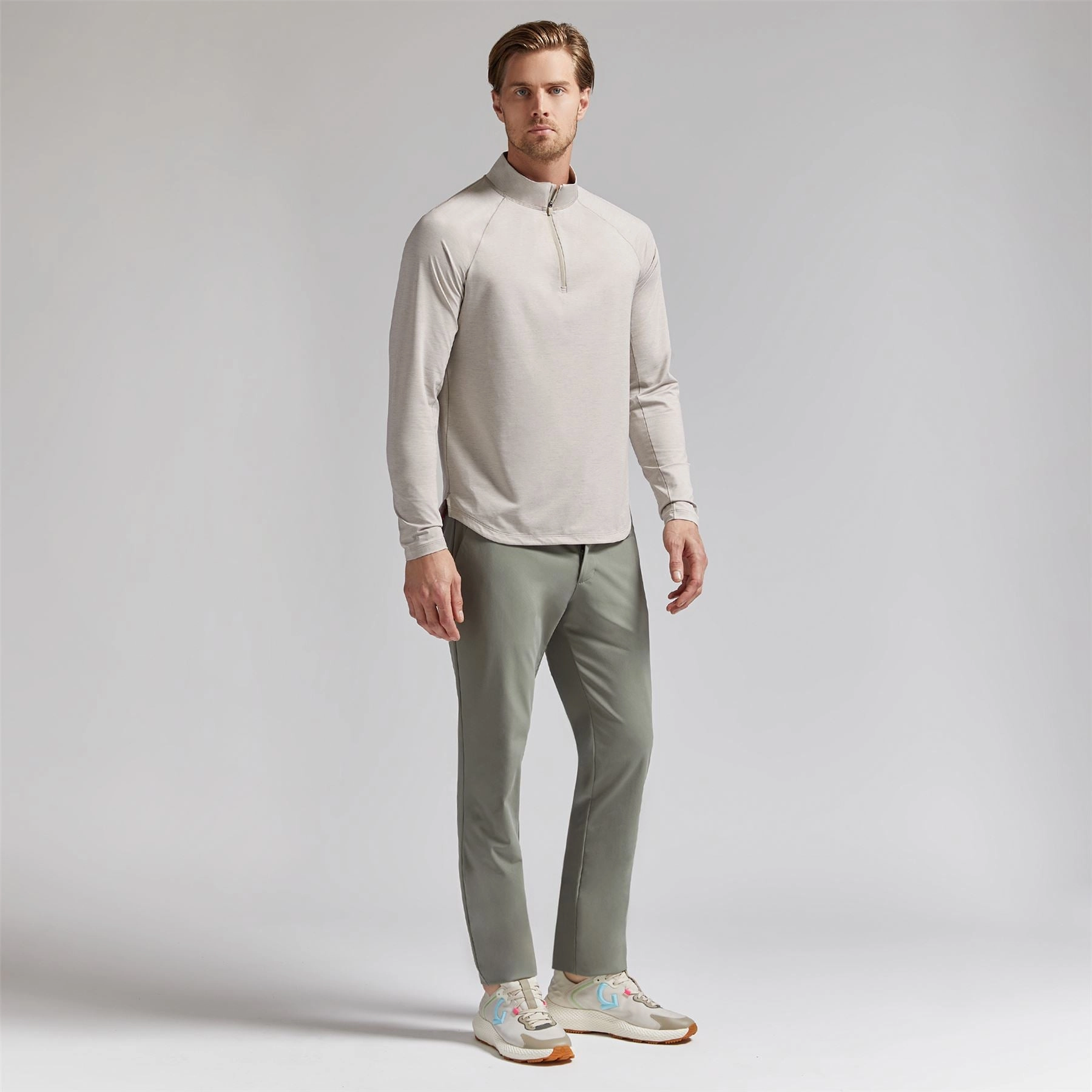 Italian Tech Melange Quarter Zip Mid Layer Stone G/Fore Men's Fashion